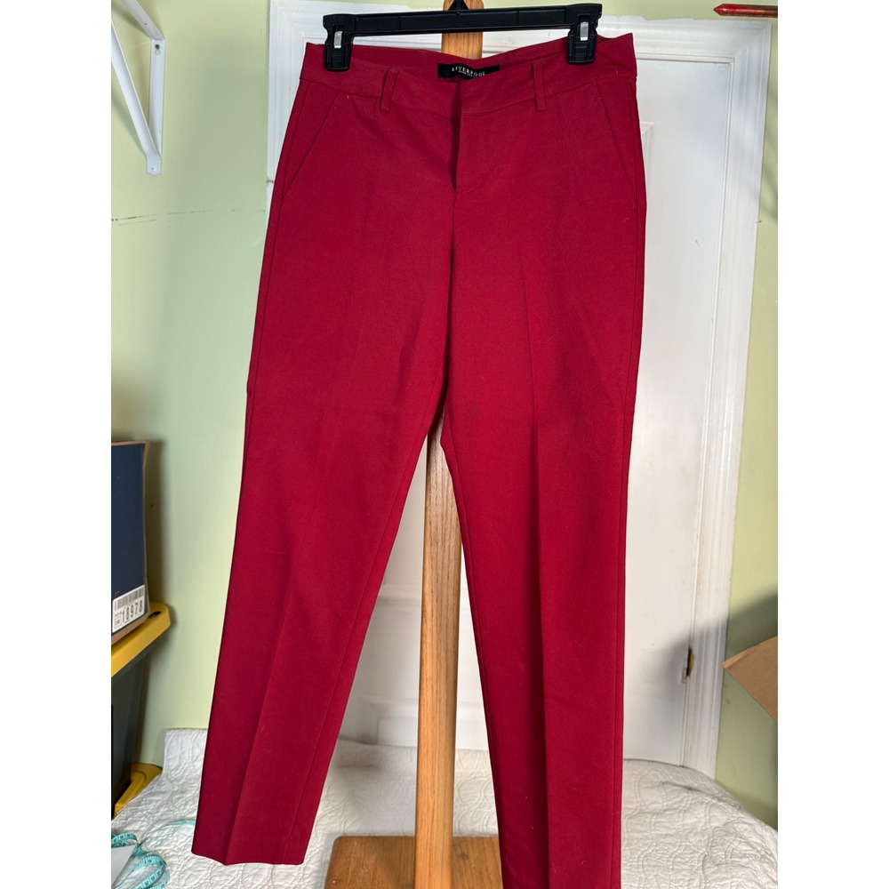 Liverpool Jeans Company Kelsey Red Knit Trousers Straight Leg Dress Pants 2/26